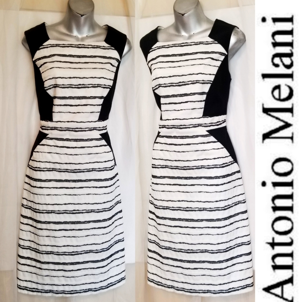 Antonio Melani Striped Sheath Dress Black/White